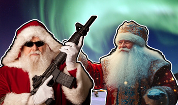 Red Santa vs Blue Santa: Front