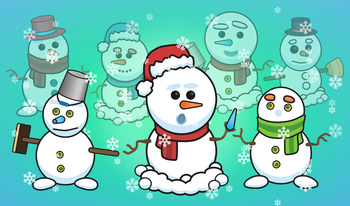 New Year's Snowmen. Merry Winter Holidays