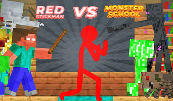 Red Stickman vs Monster School